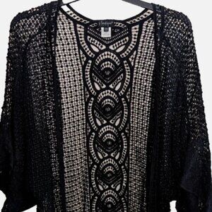 b. Boutique Womens One Size 3/4 Sleeve Black Knit Cover Shrug